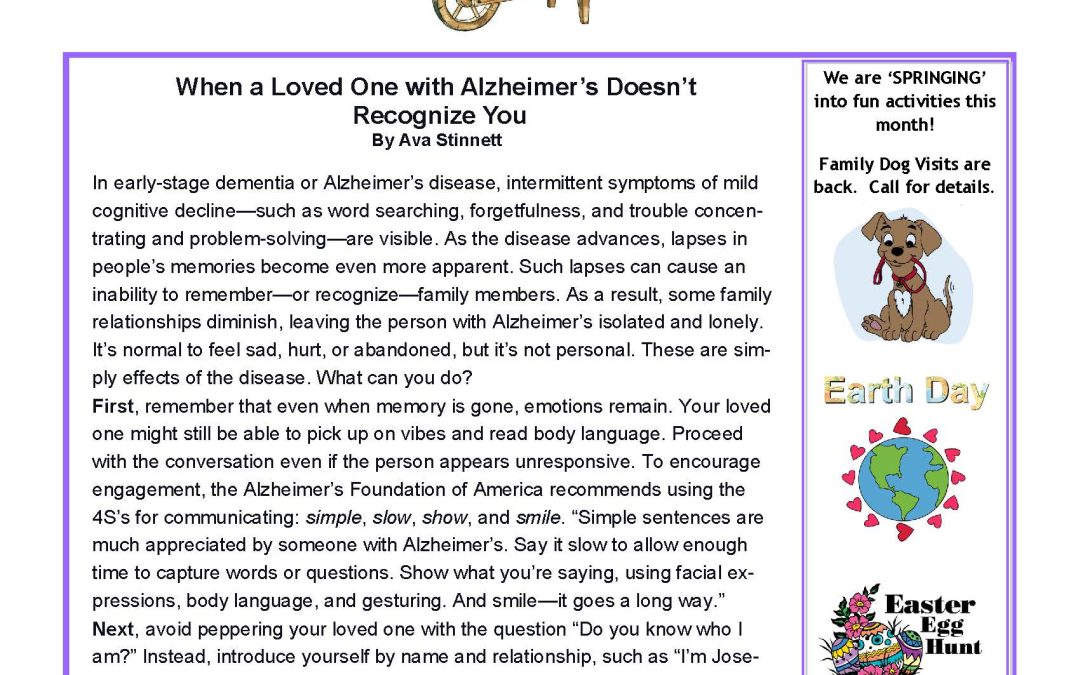 When a Loved One with Alzheimer’s Doesn’t Recognize You